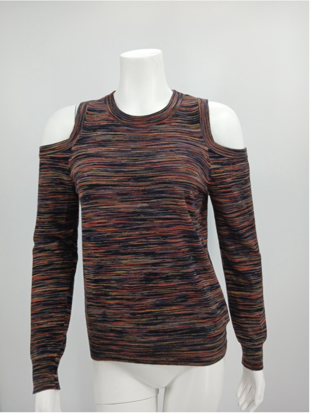 Rebecca Minkoff Cold Shoulder Top Size M Multicolor Knit Striped Fall Casual